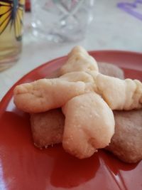 Close-up of ice cream in plate on table