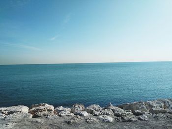 Scenic view of sea against clear sky