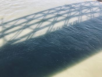 High angle view of snow on water