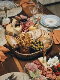 High angle view of food on table