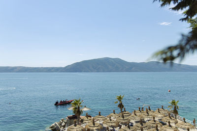 Scenic view of sea against clear sky