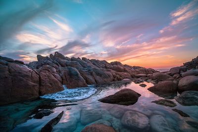 Scenic view of sea against sky during sunset