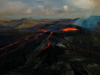 Scenic view of volcano on mountain