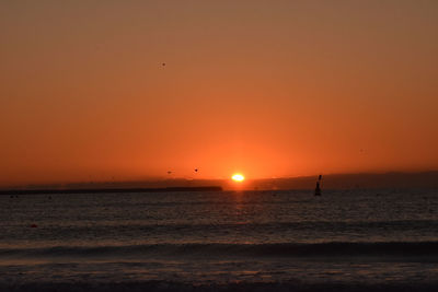 Scenic view of sea during sunset