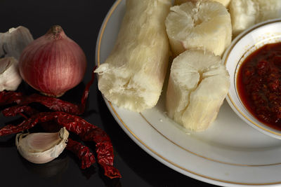 Close-up of food on table