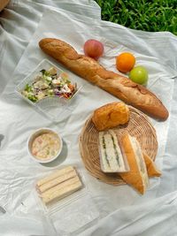 High angle view of food on table