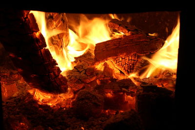 Close-up of bonfire at night