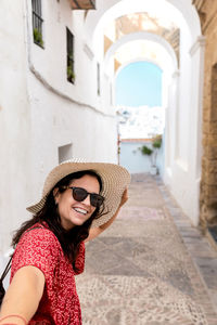 Portrait of woman wearing hat