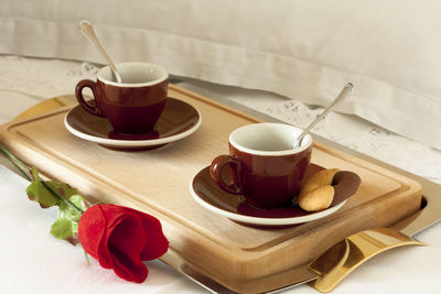 Close-up of coffee cup on table