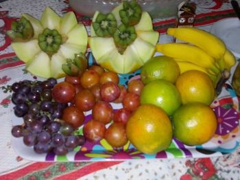 High angle view of apples on table