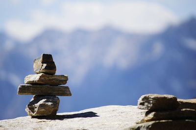 Close-up of stack of stones