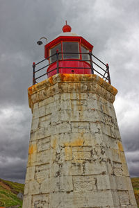 Low angle view of lighthouse against sky