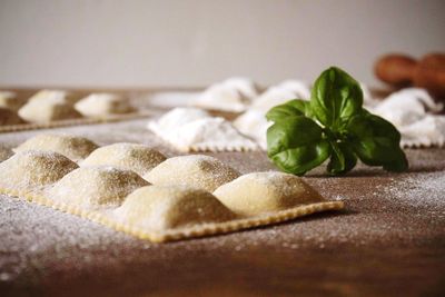 Close-up of homemade ravioli