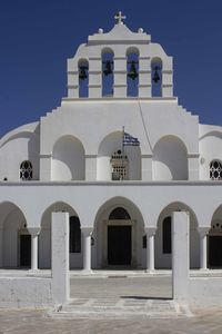 White building against blue sky