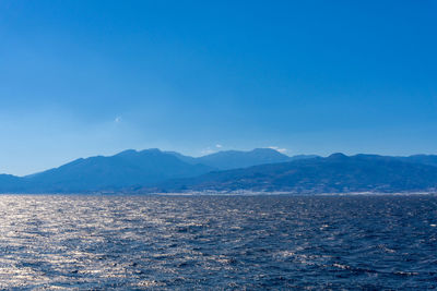 Scenic view of landscape against clear blue sky