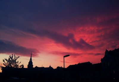 Low angle view of dramatic sky at sunset