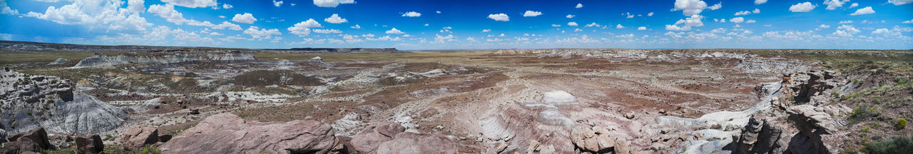 Panoramic view of landscape against cloudy sky