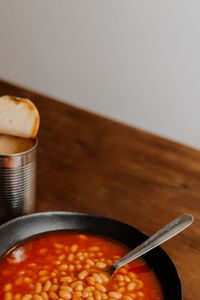 Plate with canned baked beans