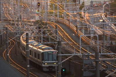 High angle view of railroad tracks