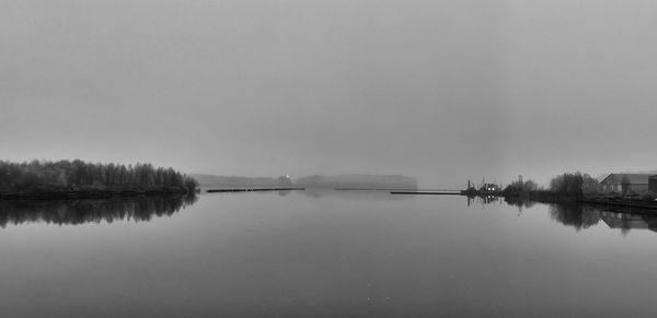 Scenic view of lake against clear sky