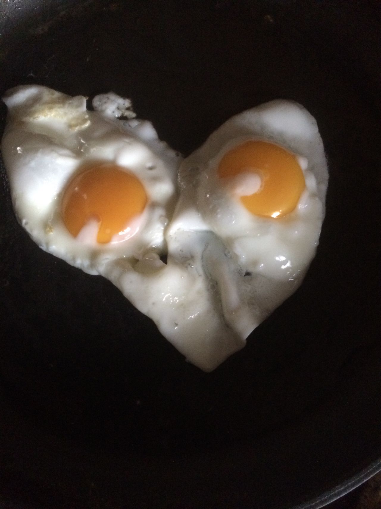 Food fried eggs heart shaped