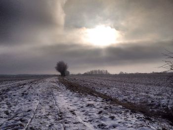 Scenic view of landscape against cloudy sky