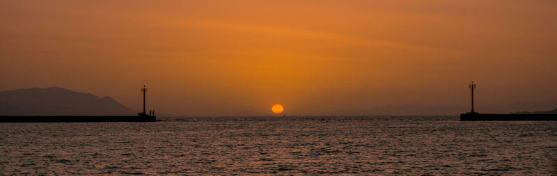 Scenic view of sea during sunset