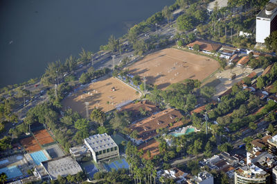 High angle view of residential district