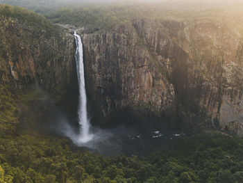 Aerial view of wallaman falls in girringun national park, queensland, australia.