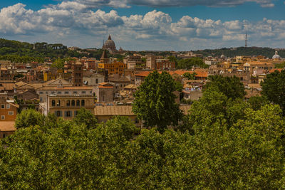 High angle view of townscape against sky