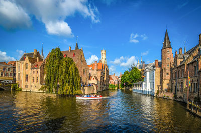 River passing through city buildings