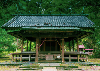 Empty benches in park