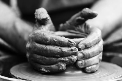 Close-up of clay pots