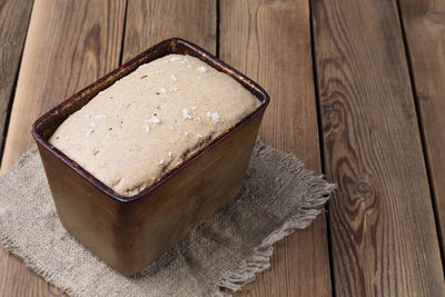 High angle view of ice cream on table