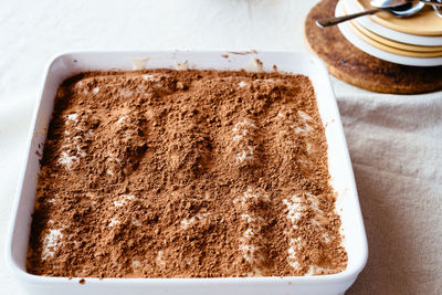 High angle view of cake on table