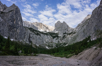 Scenic view of rocky mountains against sky