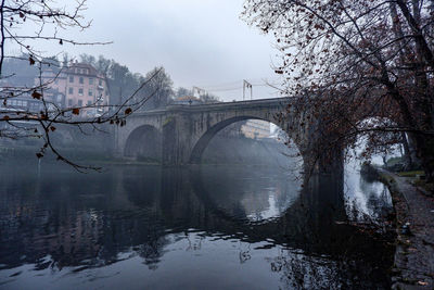 Bridge over river against sky