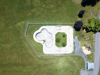 High angle view of golf course