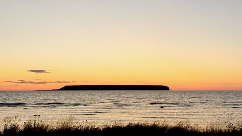 Scenic view of sea at sunset