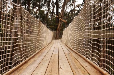 Empty footbridge amidst plants