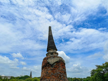 Low angle view of temple building against sky