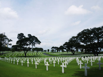 View of cemetery against sky