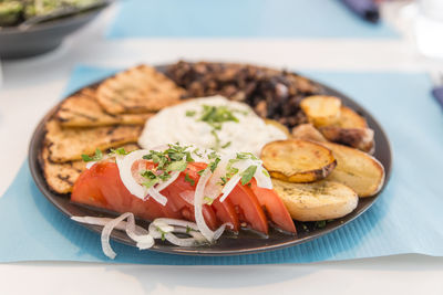 Close-up of meal served in plate