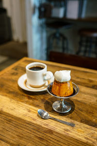Coffee cup on table