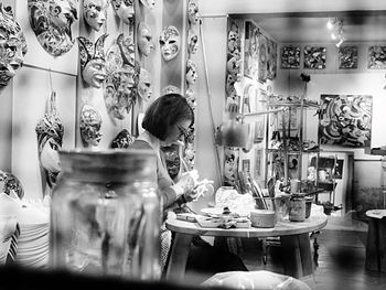 Woman drinking glasses on table