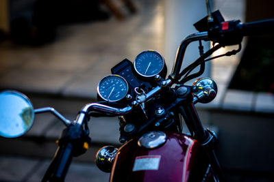 Close-up of bicycle on street