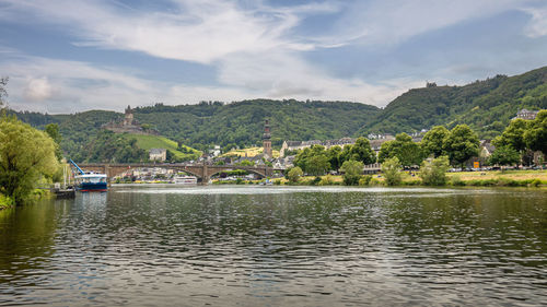 View on the german city of cochem with the reichsburg cochem castle  in the state of rheinland-pfalz