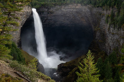 View of waterfall in forest