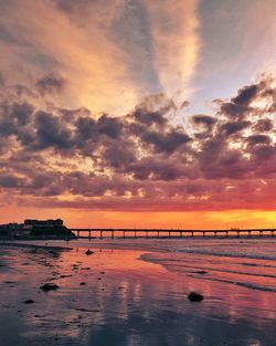 Scenic view of sea against sky at sunset