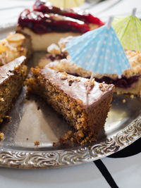 Close-up of dessert in plate on table